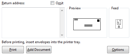 print envelope in writer