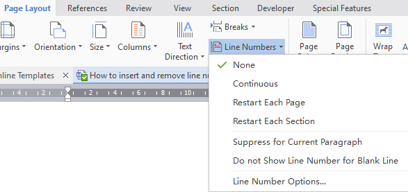 add and remove line numbers