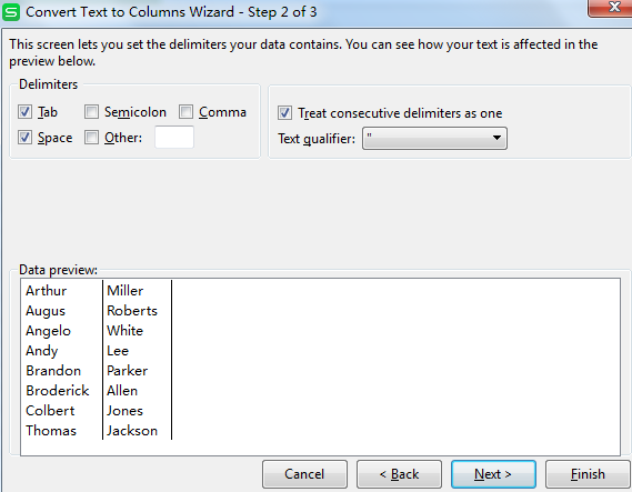 convert text to columns