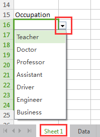 create a drop down list