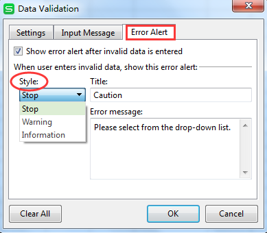 create a drop down list