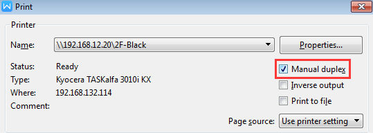 Tick Manual Duplex for WPS Print