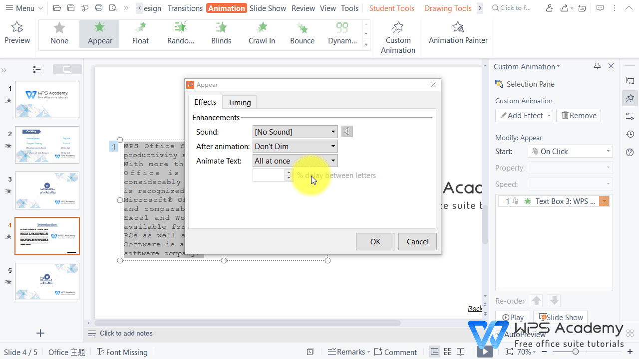 Typewriter effect in WPS Office PowerPoint WPS Office Quick Tutorials