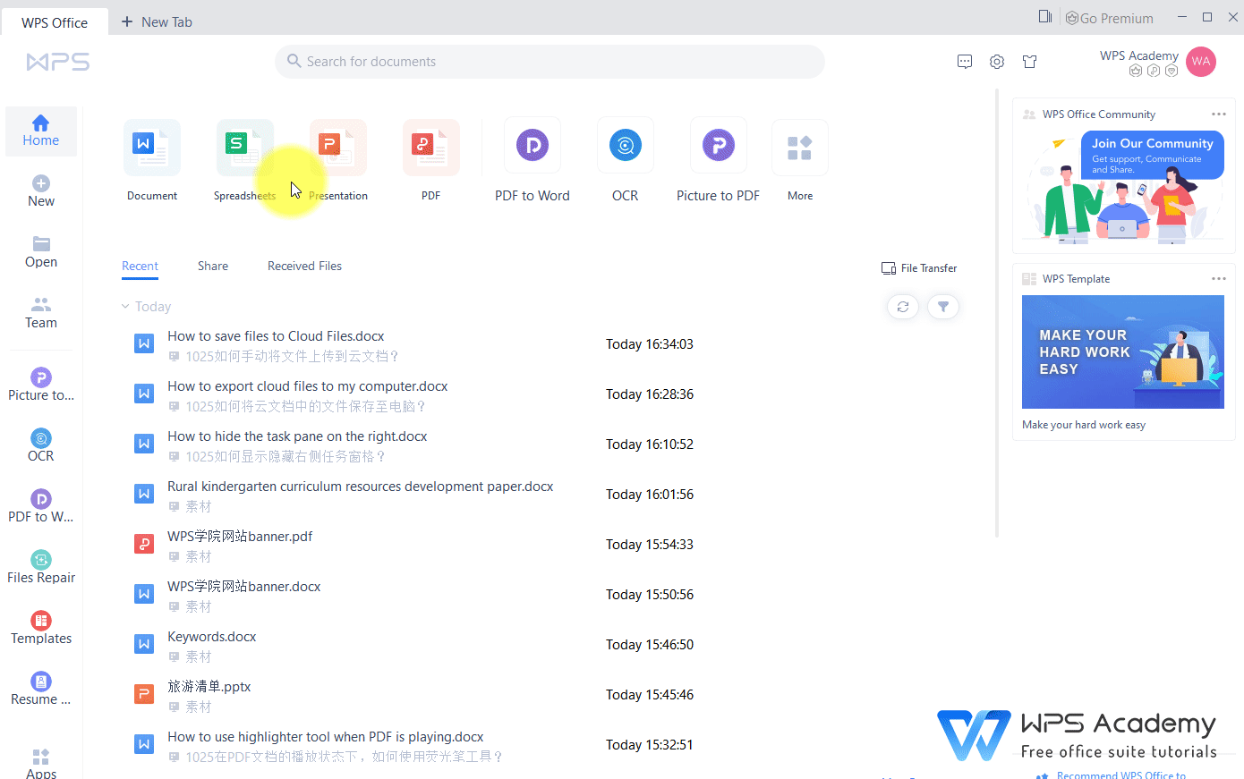 How to save files to My Cloud Files? WPS Office Academy