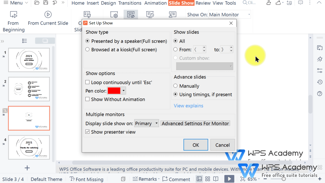 How to display the speaker’s notes when connecting to the projector