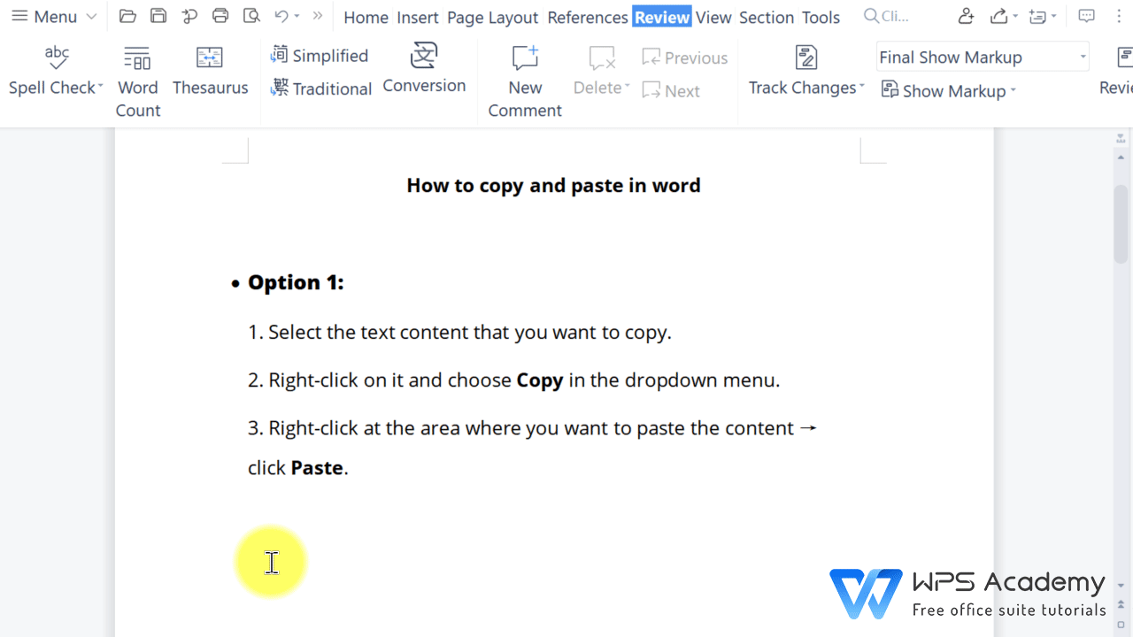 How To Copy And Paste In Word Wps Office Quick Tutorials Online